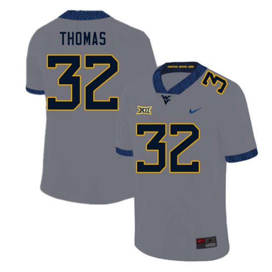 Men's West Virginia Mountaineers NCAA #32 James Thomas Gray Authentic Nike Stitched College Football Jersey YG15N72BY